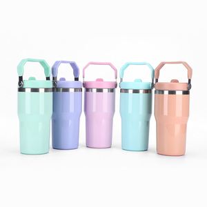 20oz Bright Stainless Steel <b>Insulated</b> Kettle Portable Portable Coffee <b>Mug</b> with Straw Water Bottle - Product Image 1