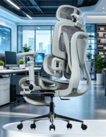 Chaise de bureau exécutive ergonomique moderne à dossier haut en maille pivotante avec support lombaire, roulettes et base en acier, garantie 5 ans