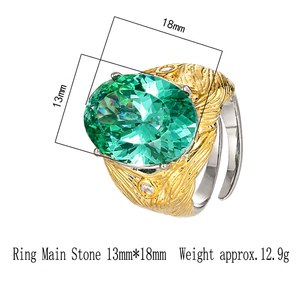 <b>Dainty</b> Jewelry Eco-friendly Copper Gold Plated Brushed 13*18mm Multicolor Zircon Artisan Two Tone Designer <b>Rings</b> for Statement - Product Image 4