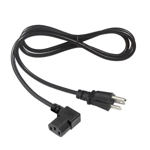 EUA Universal IEC 3 Pin SJT 18AWG Cabo de Alimentação 90 Graus Ângulo Masculino AC End Type Cobre Condutor PVC Jacket Nema 5-15P Padrão