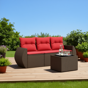 Ensemble de canapés de patio en polyrotin brun moderne avec coussins, mobilier d'extérieur pour 3 personnes, design contemporain - Product Image 2