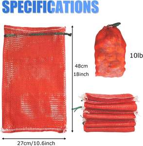 Huamaohengchun Paquete de 10 Bolsas de Malla Duraderas para Cebollas, 11"x18", Reutilizables, Material LDPE, 10LB, con Cordón, para Cebollas, Verduras y Cangrejos de Río - Product Image 2