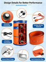 Chauffe-tambour robuste de 55 gallons pour la fusion de résine chimique, adhésif et silicone