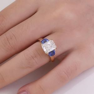 Anillo de Joyería Fina Personalizado, Anillo de Oro Sólido de 10K con Diamante Cultivado en Laboratorio de 4CT, Corte Radiante, Certificado IGI, Anillo de Compromiso - Product Image 3