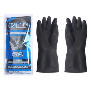 Guantes de látex industriales negros de resistencia química Guante de trabajo manual de marca Sun