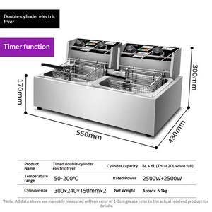 <span class=keywords><strong>Friteuse</strong></span> électrique commerciale personnalisée 20L en acier inoxydable à température réglable 1600W+ avec minuterie <span class=keywords><strong>manuelle</strong></span>/mécanique multi-prises - Product Image 6