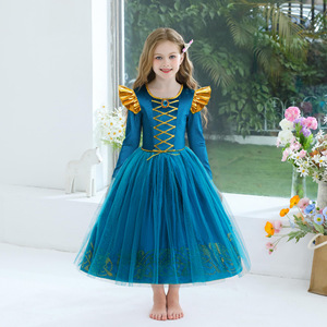 Robe de <span class=keywords><strong>princesse</strong></span> Mérida pour enfants, costume de scène inspiré du film Elsa, vêtements de cosplay pour enfants, costume de fête d'Halloween, carnaval - Product Image 2