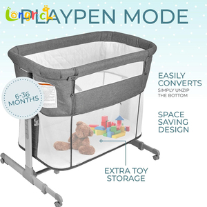 เปลเด็กทารกข้างเตียงปรับความสูงได้พร้อมที่เก็บของเตียงนอนเด็กแรกเกิดพร้อมคุณสมบัติที่สะดวกสบาย - Product Image 4