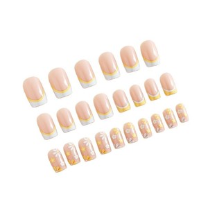 Kuku Palsu Almond Stiletto yang Dapat Disesuaikan, Kuku Pendek Persegi ABS, Ujung Prancis, Kuku Buatan - Product Image 5