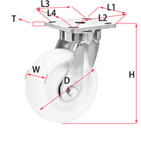 Roues en nylon industrielles avec plaque supérieure en acier, robustes pour chariots, hôpitaux, entrepôts et utilisation extérieure.