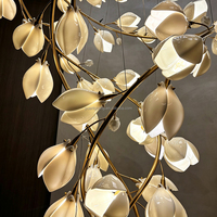Lustre LED en céramique en spirale artistique moderne, taille personnalisée, pour hôtel, escalier, projet de décoration commerciale