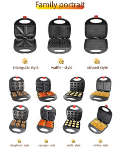 Vente en gros de plaques détachables de cuisine 800w mini <span class=keywords><strong>gaufrier</strong></span> électrique <span class=keywords><strong>rotatif</strong></span> portable machine à sandwich 7 en 1 - Product Image 2