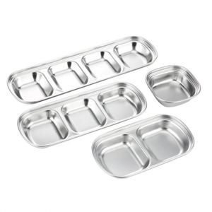 Silver/Gold Square 2/3/4 <b>Grid</b> Condiment Plate 304 Stainless Steel Korean Barbecue Sauce Dish - Product Image 4