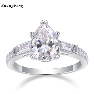 12981 gioielli di lusso classico 925 di moda in argento Sterling anello di nozze a forma di goccia d'acqua Moissanite classico anello di nozze - Product Image 1