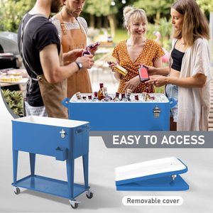 Carrito Enfriador con Aislamiento de Gran Capacidad de 80QT, Carrito Enfriador con Ruedas, Enfriador de Cerveza, Caja de Hielo Metálica con Ruedas para Exteriores - Product Image 5