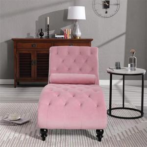 आधुनिक गर्म बेच नई शैली गुच्छेदार डिजाइन उच्च गुणवत्ता नरम गुलाबी मखमल लाउंज कुर्सी - Product Image 6
