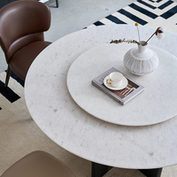 Luxuriöses Zeitgenössisches Marmor-Rundes-Esstisch-Set mit 6 Stühlen und Lazy Susan für Hotel-, Restaurant- und Küchengebrauch