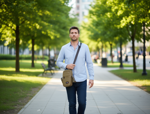 Borsa a tracolla da uomo in tela dal design semplice con cinturino per telefono per uso quotidiano - Product Image 2