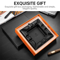 Cendrier carré en métal de luxe CIGARLOONG avec emballage cadeau, plusieurs fentes, base antidérapante, grand diamètre, cendrier à cigares