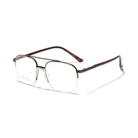 NOUVEAU Lunettes de lecture rétro à double pont en métal optique Monture de lunettes en or anti-lumière bleue Montures de lunettes d'ordinateur personnalisées