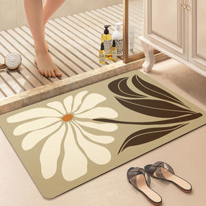 Alfombra de baño con diseño floral, rectangular, absorbente, antideslizante, para uso doméstico - Product Image 1