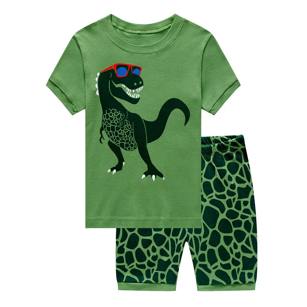 Boys Pajamas 100% Cotton Toddler Clothes Summer Pjs for Boy Planet Dinosaur Sleepwear Kids Short Sets 2-10 Years