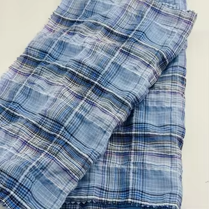 Мягкое шитье легкое морщинистое Двухслойное хлопковое марлеевое Креповое легкое клетчатое Пеленальное муслиновое полотно для одежды - Product Image 6