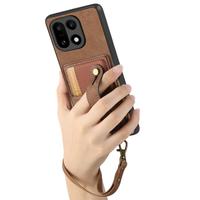 Étui de téléphone en cuir rétro avec bracelet croisé pour OnePlus 15