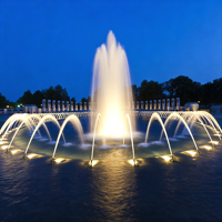 Fuente de agua cuadrada de acero inoxidable para piscina, fuente de cortina de agua con espectáculo de luces, fuente musical pequeña