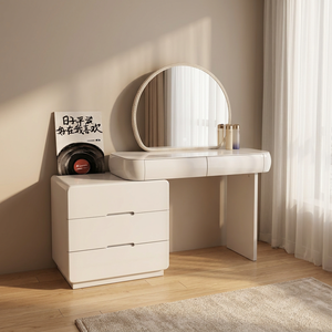 Table de maquillage moderne sur pied avec bureau de rangement en MDF blanc, durable et écologique pour la chambre à coucher - Product Image 4