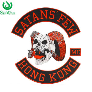 사탄스 몇 개 홍콩 MC 오토바이 엠블럼 자수 다리미 온 패치 4PCS 오토바이 클럽 오토바이 가죽 자켓 패치 - Product Image 1