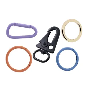 Bunte Feder O Ringe Legierung Abzug runde Schnapp schnalle Handtasche Clip DIY Schlüssel anhänger Zubehör Tasche Feder ring Hardware