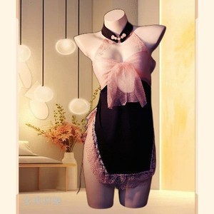 Modern Chinese Style Lingerie Women Sleeveless Chiffon Sleepwear Color-blocked Skirt Soft High-slit <b>Lounge</b> Wear 8152 - Product Image 2