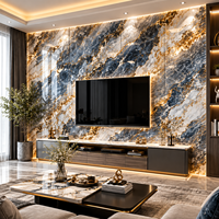 Panneau mural en PVC UV effet marbre noir et or de luxe, finition brillante, pour hôtel, salle de bain, salon