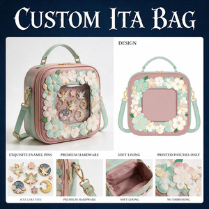 Custom Gothic PU Leather <b>Half</b> <b>Moon</b> <b>Crossbody</b> <b>Bag</b> With Enamel Pins Zipper Closure For Women Daily Use - Product Image 5