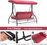 Chaise balançoire de patio extérieur 3 places Dossier réglable et chaise de balançoire de porche avec coussins et oreillers