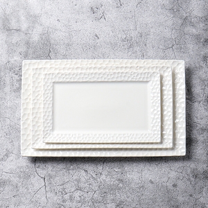 Chất lượng cao trắng sứ tấm hình chữ nhật cho nhà hàng đám cưới gốm phục vụ tấm đồ ăn - Product Image 3