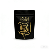 Sachet en plastique noir mat imprimé sur mesure pour emballage alimentaire, pochette Mylar refermable à fermeture éclair pour suppléments détoxifiants, café et enema