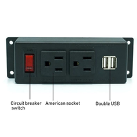 Multiprise murale BAYU US pour bureau avec 2 prises CA, 2 chargeurs USB, interrupteur d'éclairage et disjoncteur