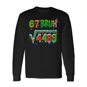 Santa Says 67 Square Root 4489 Math Humor Camiseta de manga larga para adultos, unisex, cuello redondo, estampado digital - Product Image 2