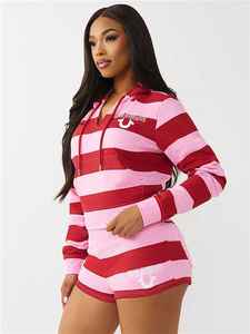 Ensembles rayés pour femmes 2026 – Ensemble deux pièces avec sweat à capuche zippé et mini-short à motif tatouage Bouddha – Vêtements pour femmes - Product Image 3