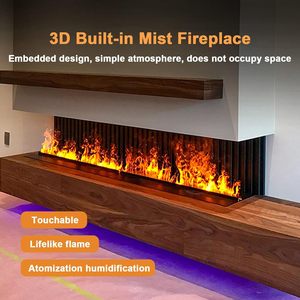 2025 Built-in 3D Decorative <strong>Fireplaces</strong> LED Flame Intelligent <strong>Mist</strong> Steel Water vapor <strong>Fireplace</strong> for Household Hotel Use English - Product Image 1