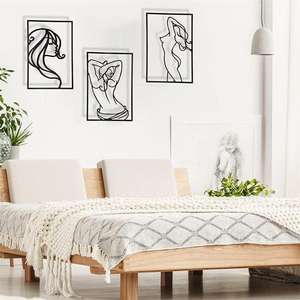 <span class=keywords><strong>Silueta</strong></span> de Metal de decoración de pared para <span class=keywords><strong>mujer</strong></span>, <span class=keywords><strong>cuadro</strong></span> de línea de cuerpo femenino Simple, decoración de pared para el hogar, pegatina de pared artística, 3 uds. - Product Image 2