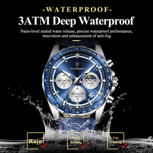 Reloj de pulsera POEDAGAR 879 para hombre, a la moda, resistente al agua, de acero inoxidable, luminoso, cronógrafo, con fecha, de cuarzo. - Product Image 5