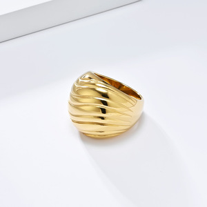 European Style Exaggerated Glossy <b>Titanium</b> Steel <b>Ring</b> For Women Party Fashion Accessory Gold Silver Color - Product Image 3