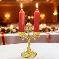 Chandelier personnalisé en forme de branche de rose, double barre, en métal artisanal, pour anniversaire, mariage, dîner, décoration de table et d'intérieur