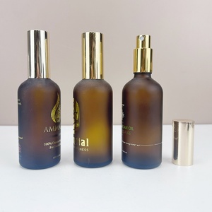 30ml 50ml 100ml Amber Black Frosted Glass Cosmetic Serum Dropper Bottles Tube with Dropper Spray Lid - Product Image 4