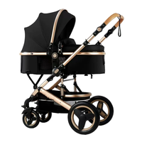 Poussette de luxe pour bébé Landau réversible à 4 roues pour bébé avec siège auto