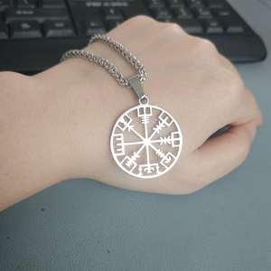 Viking nordique voyageur collier de protection hommes Viking Vegvisir boussole en acier inoxydable pendentif collier amulette cadeau pour lui - Product Image 6