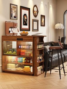 <span class=keywords><strong>Tavolo</strong></span> da Bar in Legno Massello Jincheng con Partizione Retrattile e Armadietto - Product Image 4